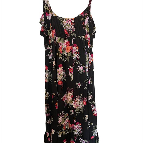 TORRID Black/Pink Floral Spaghetti Strap High-Low Sundress - Size 3 - Picture 5 of 9